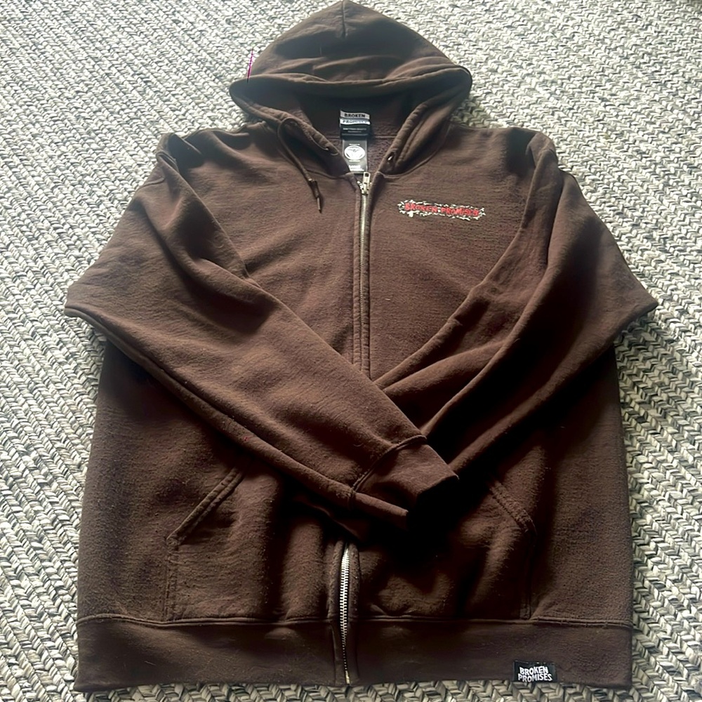 COFFIN JUMPER ZIP UP HOODIE BROWN